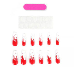 Pacote de 12 unhas postiças de sangue falso