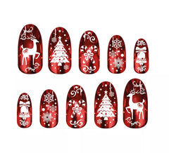 Pacote com 12 unhas vermelhas com cola