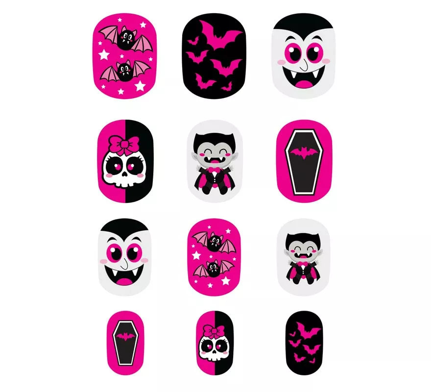 Pack de 12 Uñas Vampiro con Adhesivo Infantil