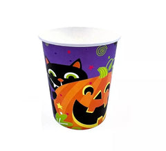 Pacote de 12 Copos de 250 ml Halloween Night Impressão Laranja