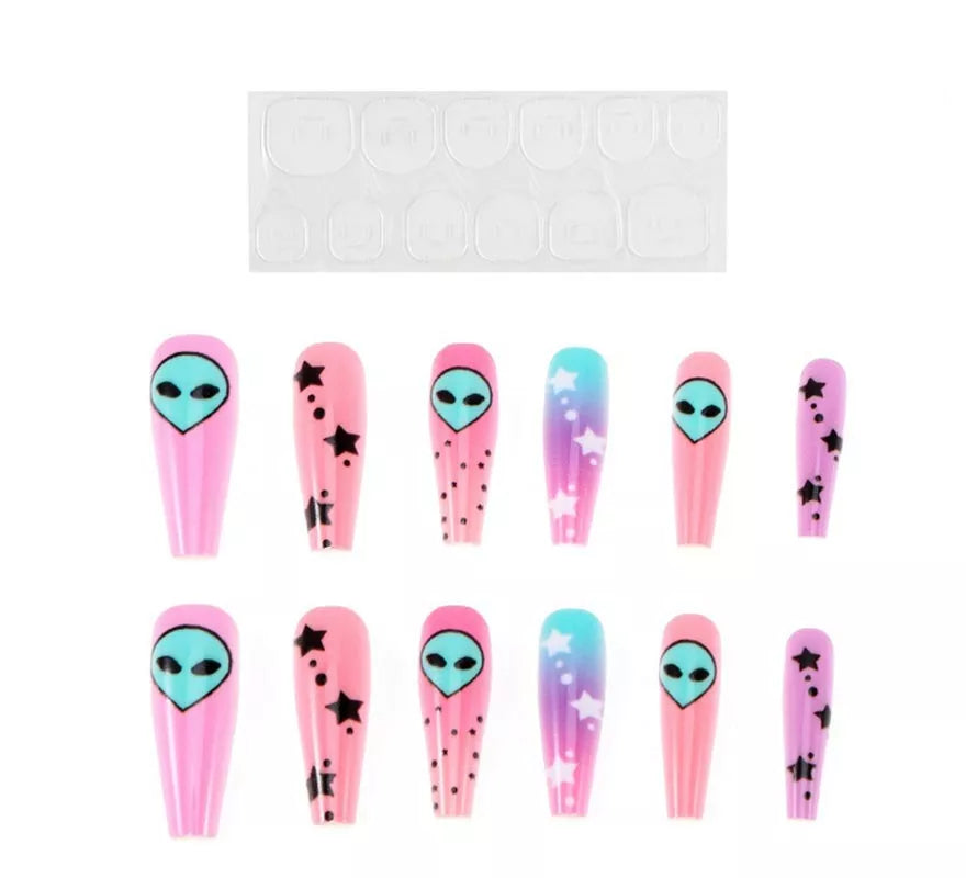 Translation missing: pt-PT.Pack de 13 Uñas Autoadhesivas Alien rosa