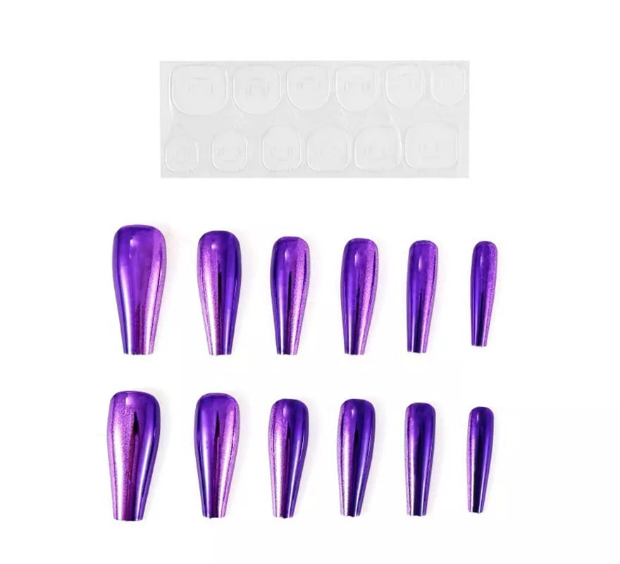 Translation missing: pt-PT.Pack de 13 Uñas Autoadhesivas efecto metal morada