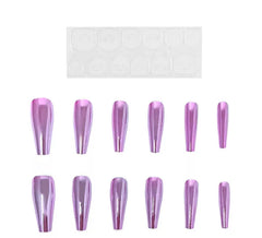 Pacote de 13 unhas autoadesivas com efeito metal rosa