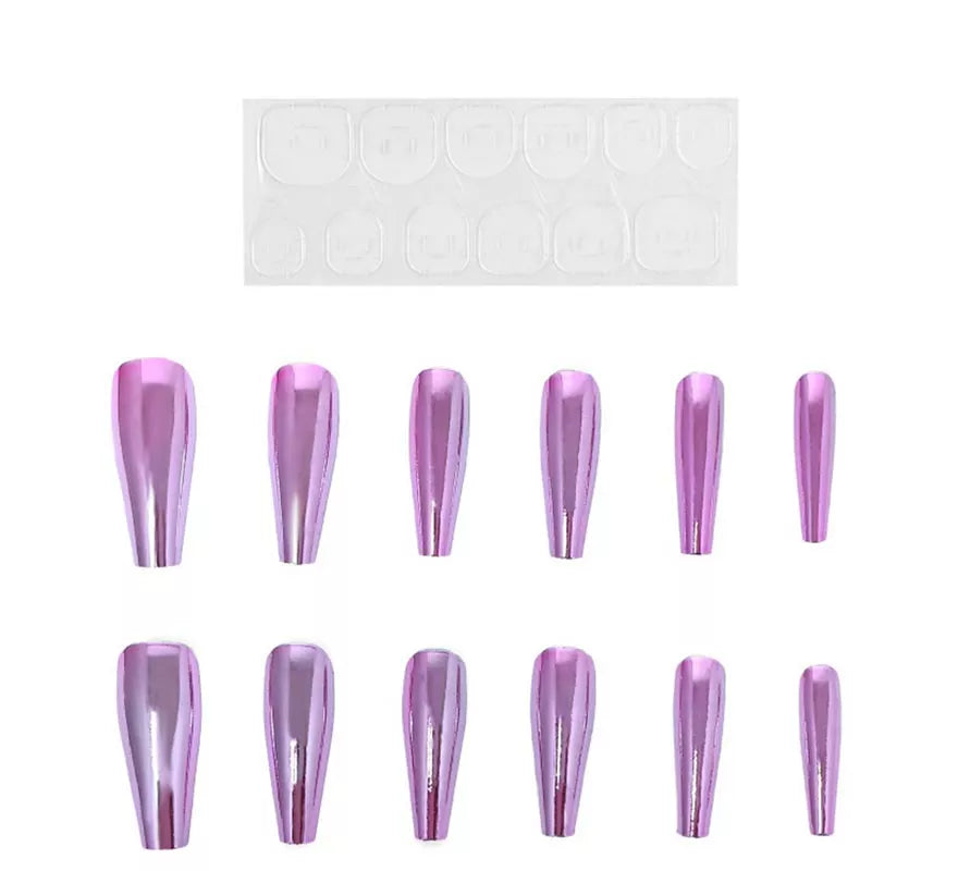 Translation missing: pt-PT.Pack de 13 Uñas Autoadhesivas efecto metal rosa