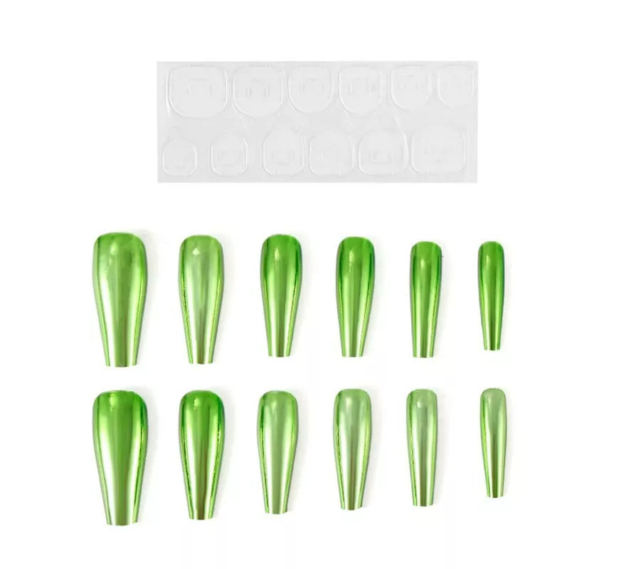 Translation missing: pt-PT.Pack de 13 Uñas Autoadhesivas efecto metal verde