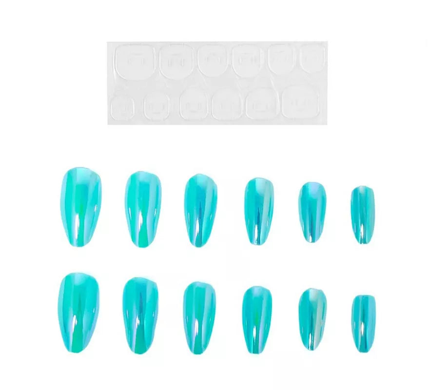Translation missing: pt-PT.Pack de 13 Uñas Autoadhesivas Holo turquesa