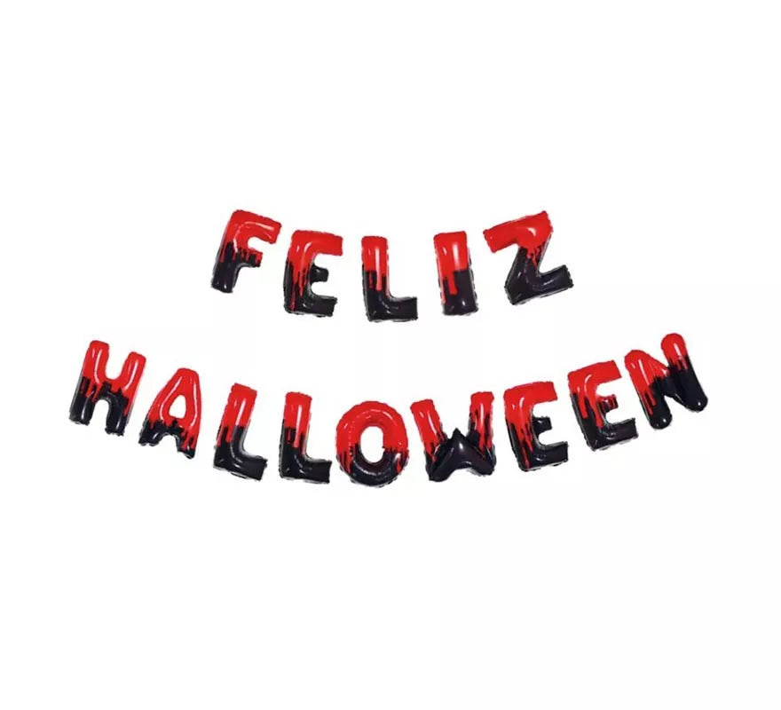 Translation missing: pt-PT.Pack de 14 Globos Feliz Halloween negro y rojo de 40 cm