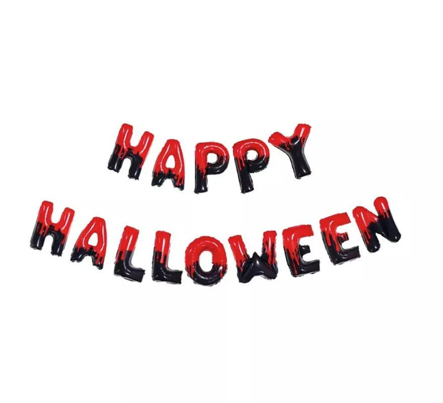 Translation missing: pt-PT.Pack de 14 Globos Happy Halloween negro y rojo de 40 cm