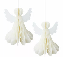 Conjunto de 2 pingentes de anjo em formato de favo de mel, 15 cm