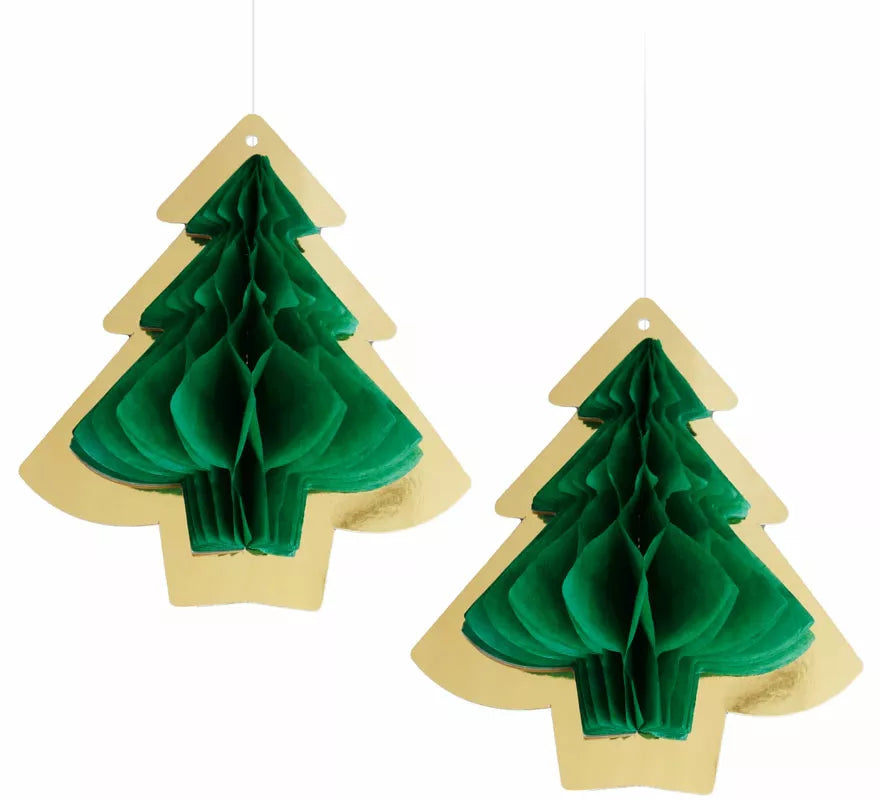 Translation missing: pt-PT.Pack de 2 Colgantes Panal de Árbol de Navidad de 15 cm