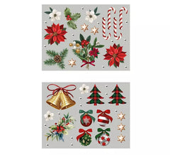 Pacote de 2 Folhas Eletrostáticas Figuras de Natal de 30x40 cm