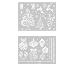 Pacote de 2 folhas eletrostáticas de neve de Natal de 30x40 cm