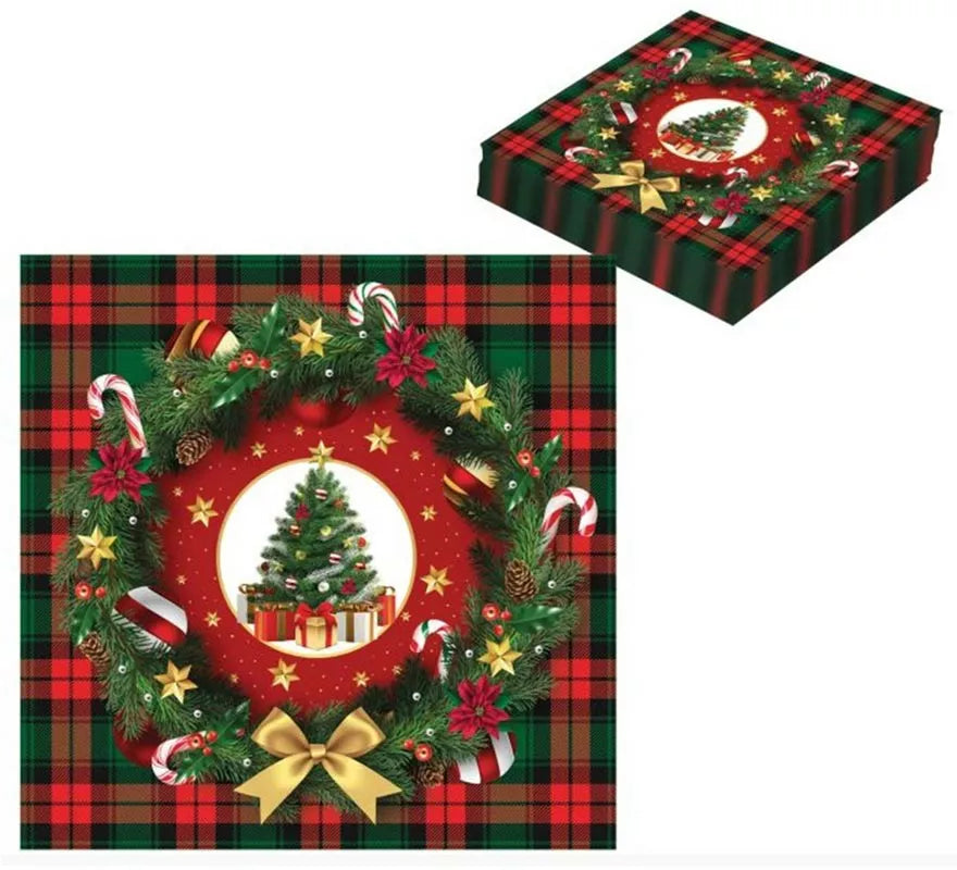 Translation missing: pt-PT.Pack de 20 Servilletas Árbol de Navidad de 33x33 cm