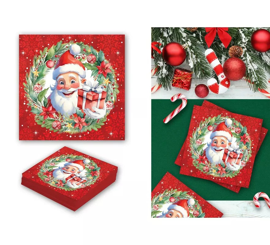 Translation missing: pt-PT.Pack de 20 Servilletas de Papá Noel de 16x16 cm