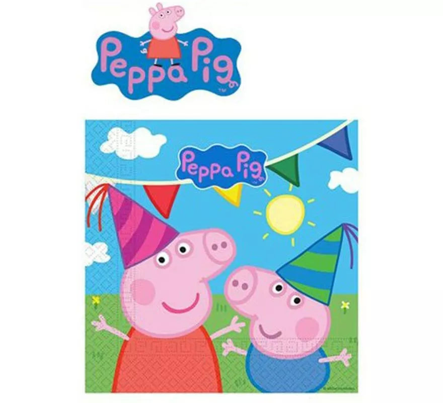 Translation missing: pt-PT.Pack de 20 Servilletas de papel de 33x33 cm de Peppa Pig