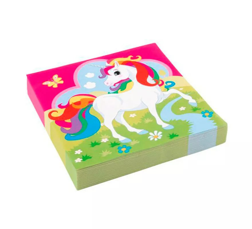Translation missing: pt-PT.Pack de 20 Servilletas de Unicornio de Papel de 33 cm