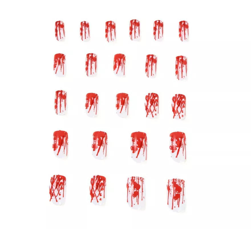 Translation missing: pt-PT.Pack de 24 Uñas Postizas Halloween rojo y blanco