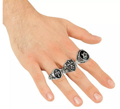 Conjunto de 3 anéis góticos sortidos