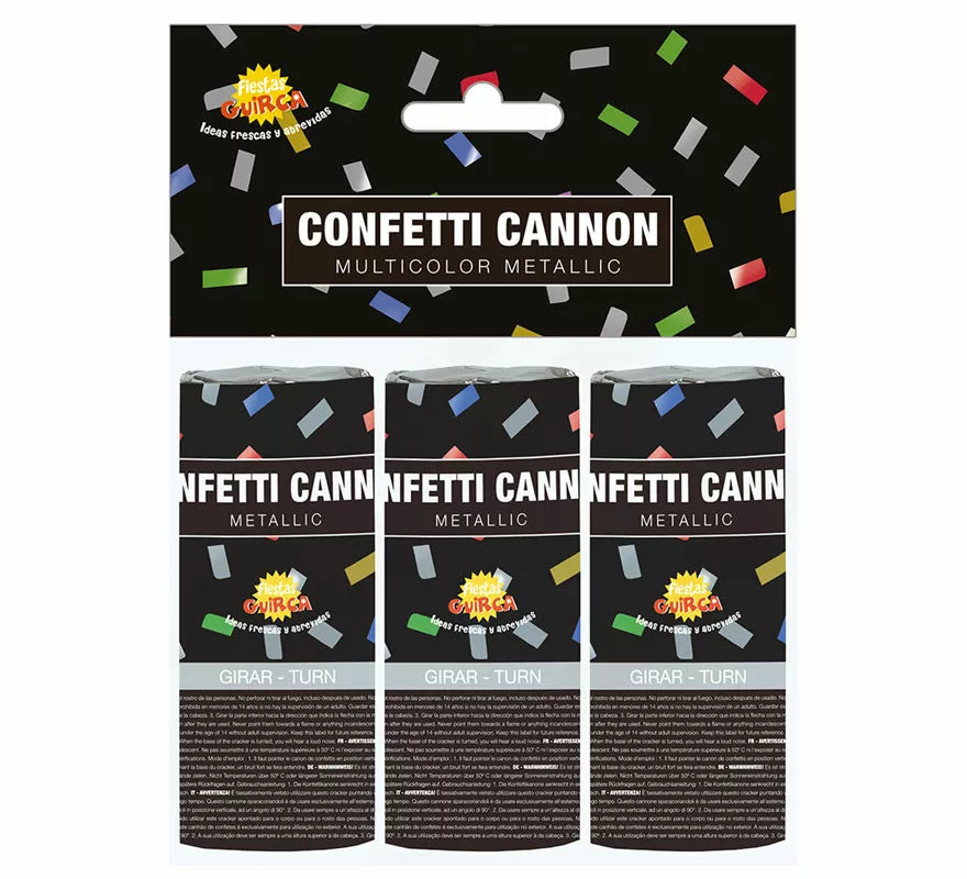 Translation missing: pt-PT.Pack de 3 Cañones Kabuki Confetti Multicolor de 10.5 cm