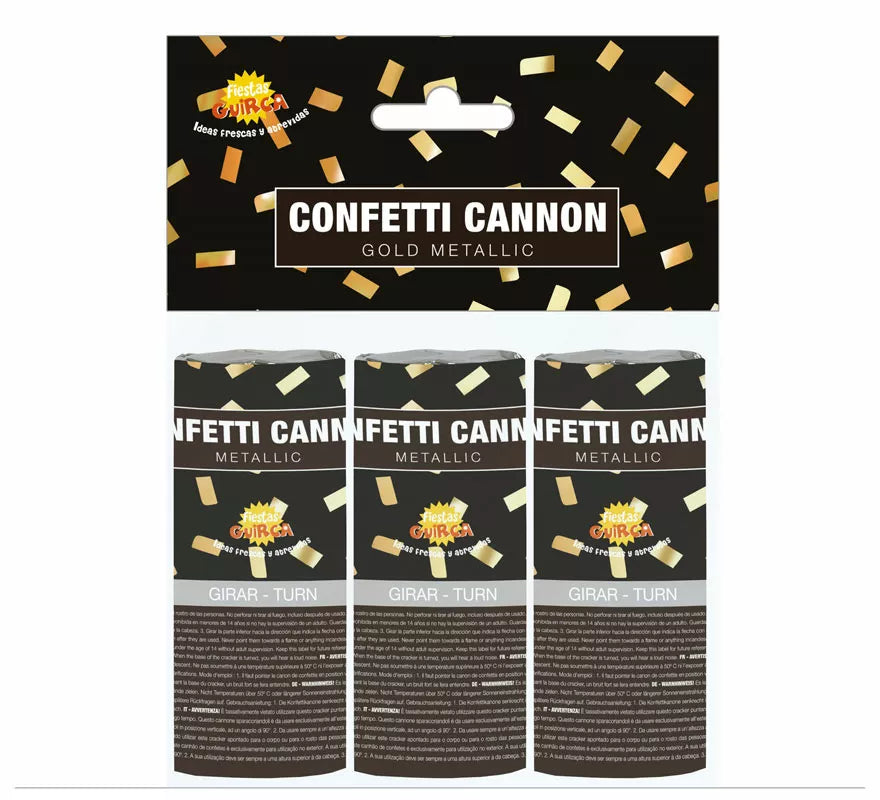 Translation missing: pt-PT.Pack de 3 Cañones Kabuki Confetti Oro de 10.5 cm