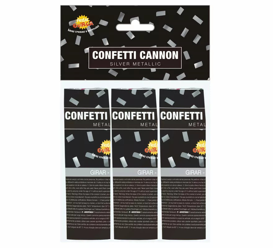 Translation missing: pt-PT.Pack de 3 Cañones Kabuki Confetti Plata de 10.5 cm