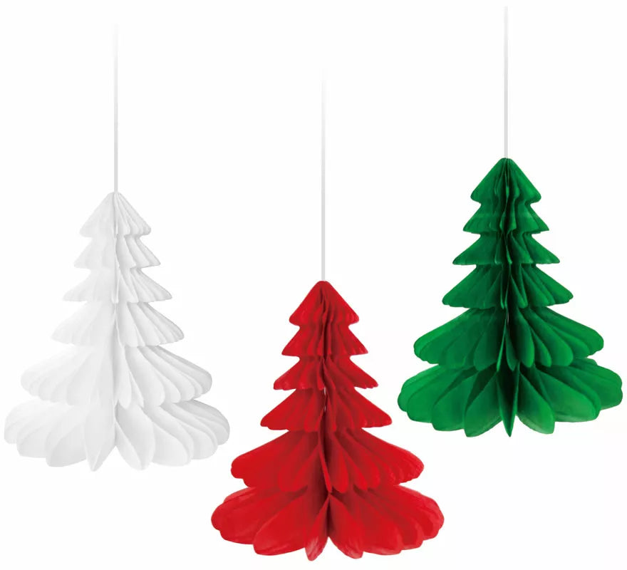 Translation missing: pt-PT.Pack de 3 Colgantes Panal de Árbol Navidad de 10 cm