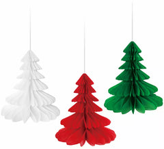 Conjunto de 3 enfeites de Natal em formato de favo de mel para árvore de Natal, 10 cm