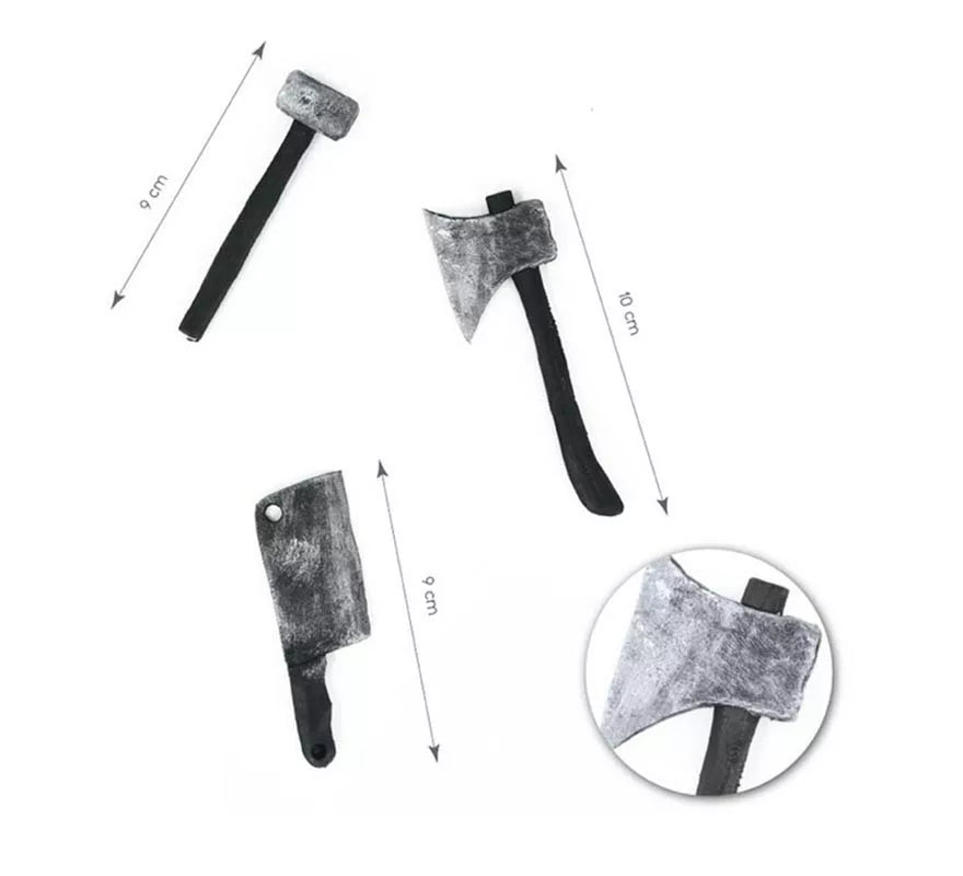 Translation missing: pt-PT.Pack de 3 Mini Armas: Hacha, Cuchillo y Mazo
