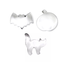 Pack de 3 formas para pastelaria de abóbora, morcego e gato