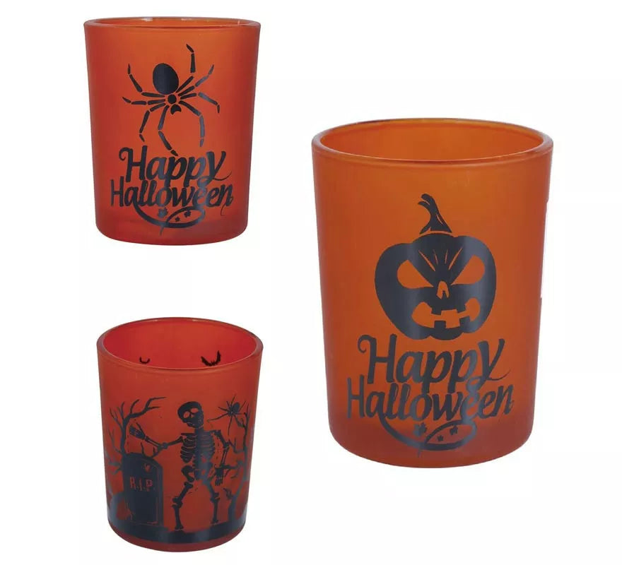 Translation missing: pt-PT.Pack de 3 Vasos naranja de cristal de 6x5 cm