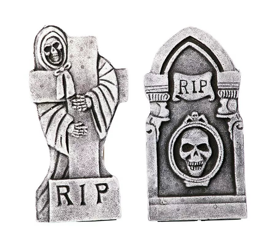 Pack de 4 Lápidas Calaveras de 21,5x6,5x42 cm
