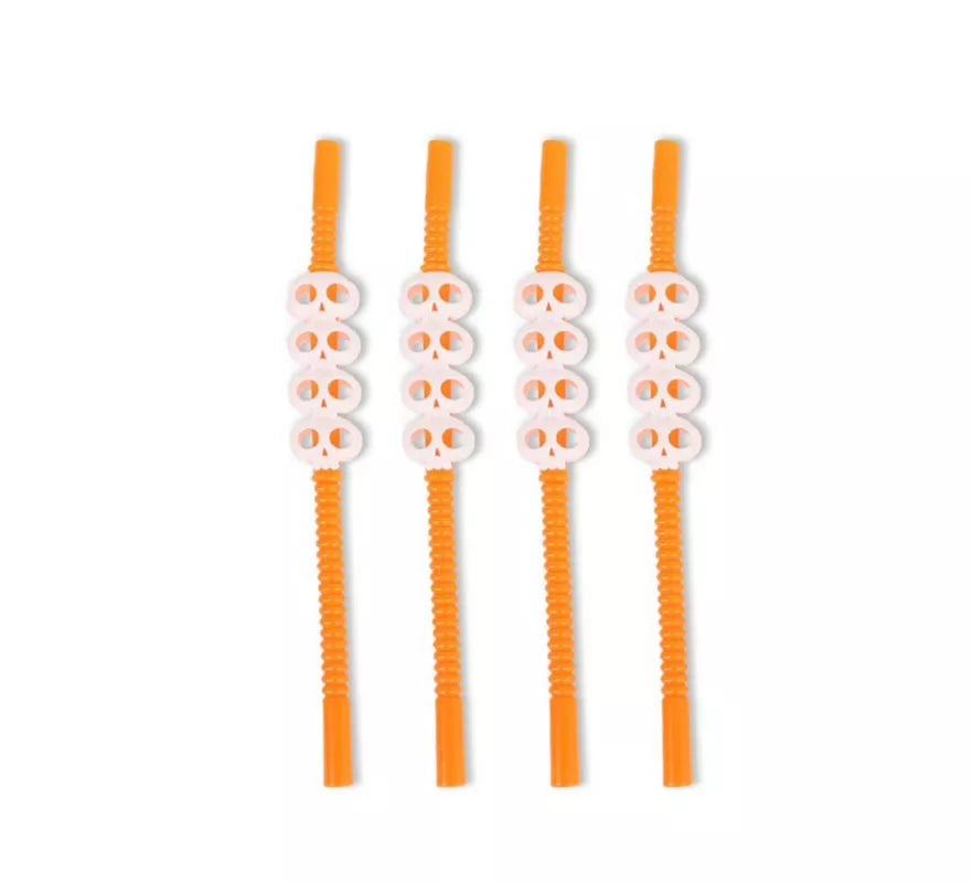 Translation missing: pt-PT.Pack de 4 Pajitas Calavera naranja