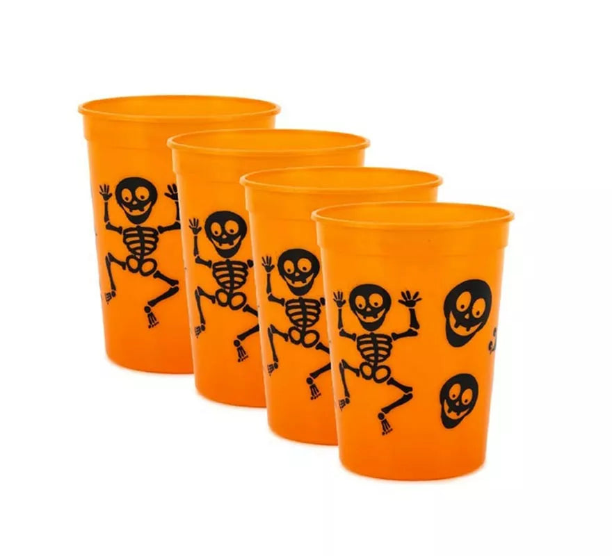 Translation missing: pt-PT.Pack de 4 Vasos de Plástico de Esqueletos de 10x8x6 cm en varios colores