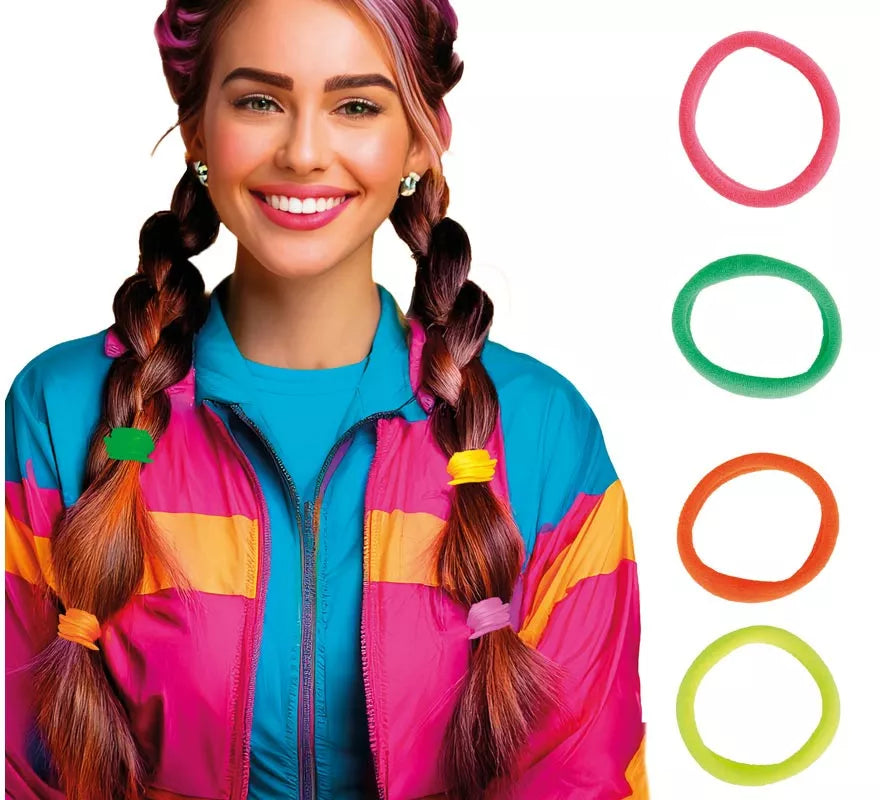 Pack de 5 Gomas Neón para Pelo en colores surtidos