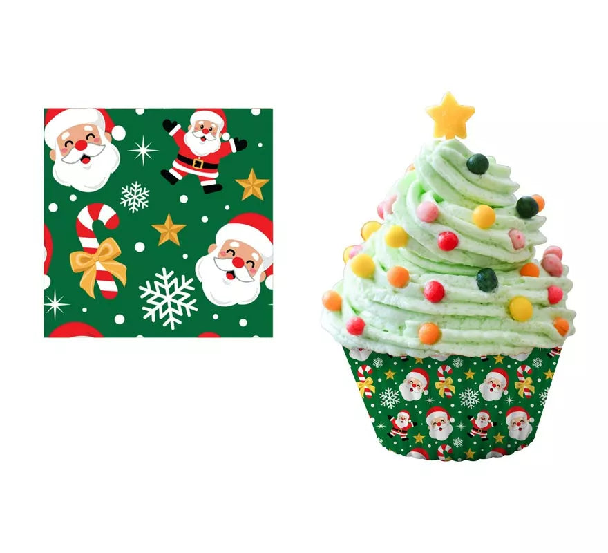 Translation missing: pt-PT.Pack de 50 Moldes de Papel para Cupcakes de Papá Noel de 5 cm