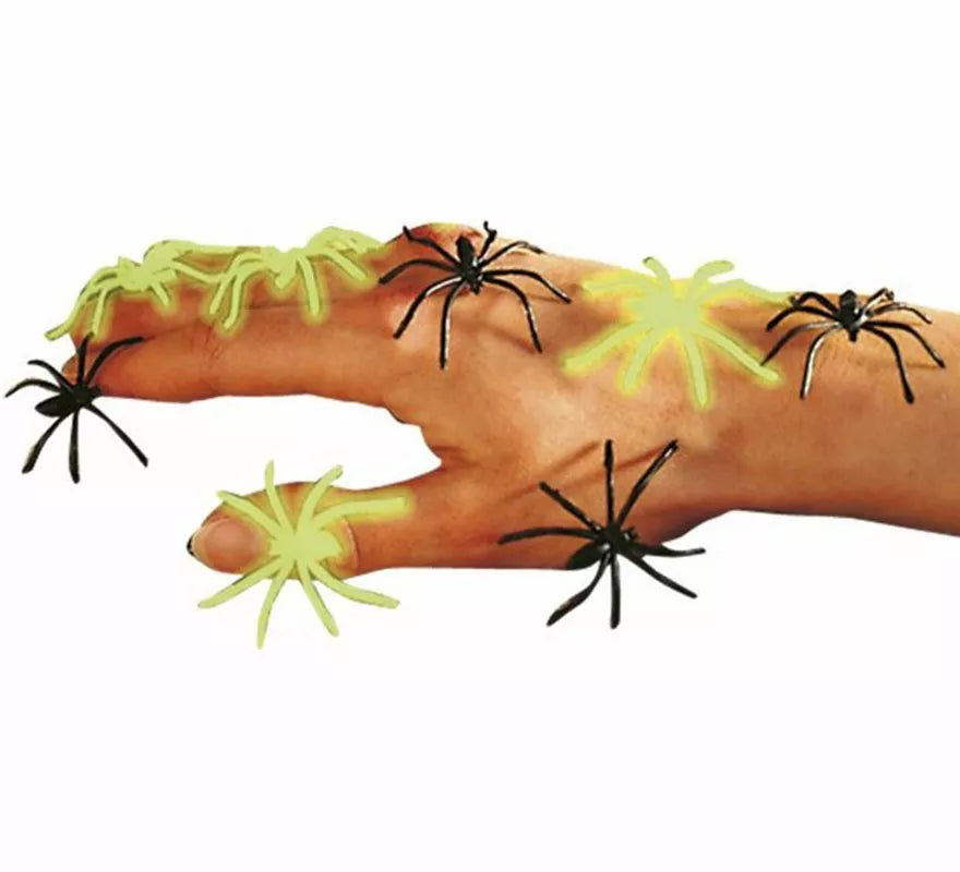 Pack de 6 Arañas negras y fluorescentes surtidas