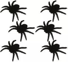 Pacote de 6 aranhas peludas pretas 6 cm