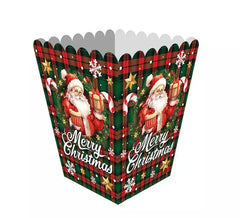 Pacote de 6 sacos de pipoca de papel do Papai Noel medindo 18x10,5 cm
