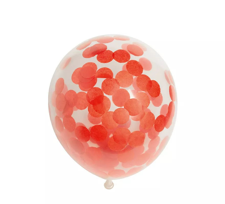 Translation missing: pt-PT.Pack de 6 Globos Confetti de papel color Rojo de 30 cm