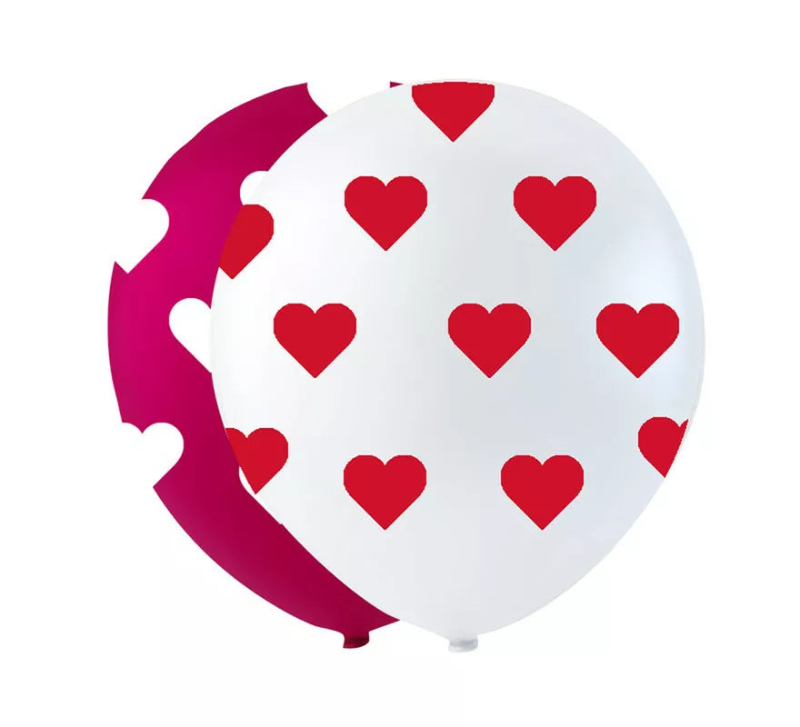 Translation missing: pt-PT.Pack de 6 Globos de Corazones Rojos o Blancos de 25 cm