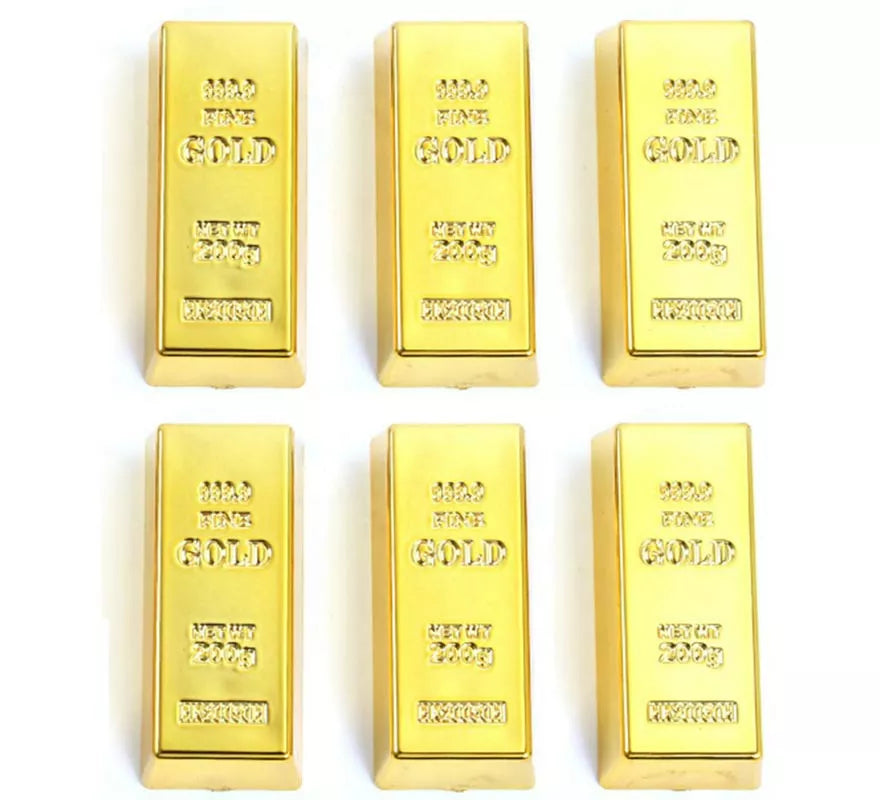 Pack de 6 Lingotes de oro imitación de 6x3 cm
