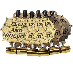 Pack de 6 sopradores dourados 'Happy New Year' para a passagem de ano