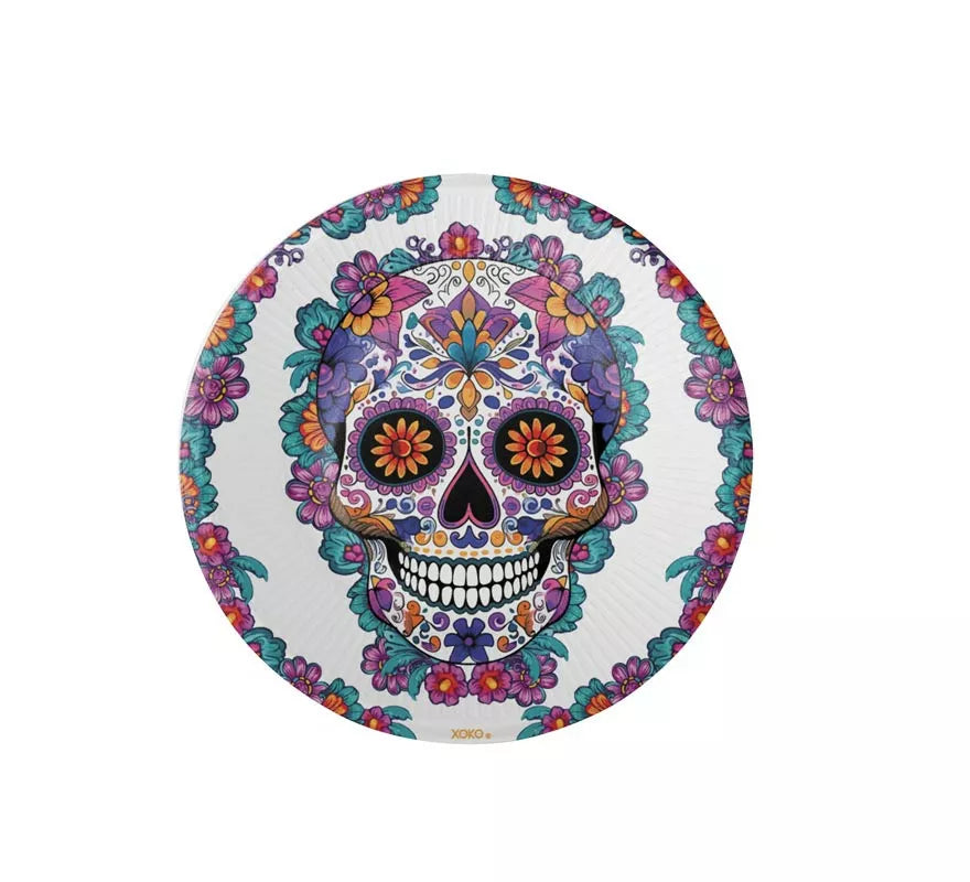 Translation missing: pt-PT.Pack de 6 Platos Día de los Muertos blanco de 18 cm