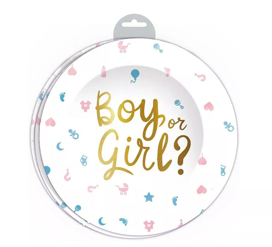 Translation missing: pt-PT.Pack de 6 Platos It's a Boy or it's a Girl