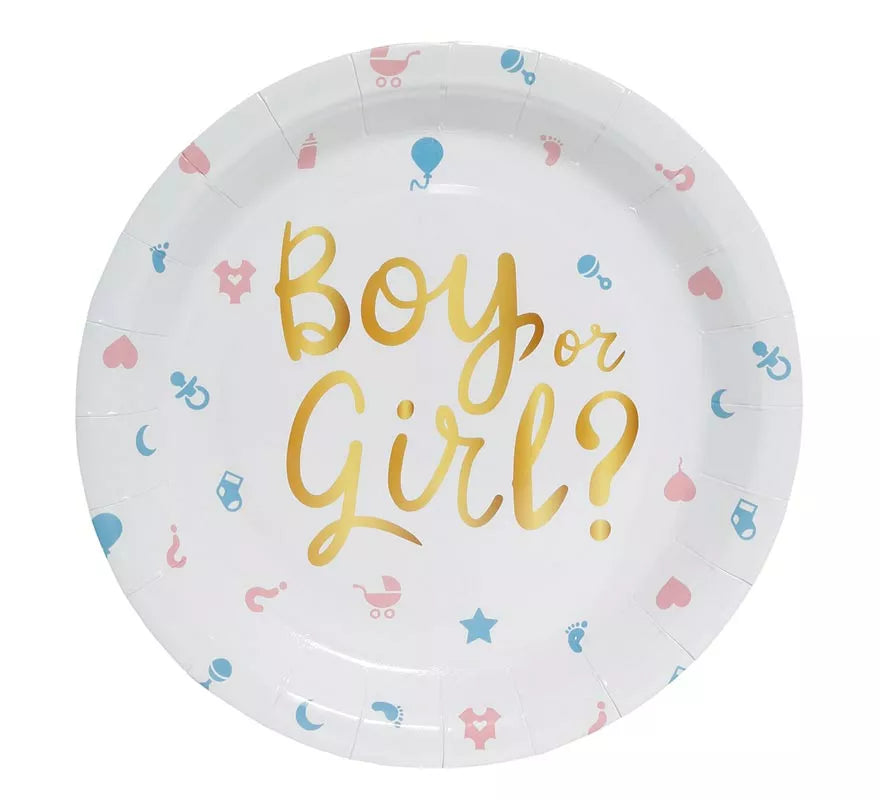 Translation missing: pt-PT.Pack de 6 Platos It's a Boy or it's a Girl