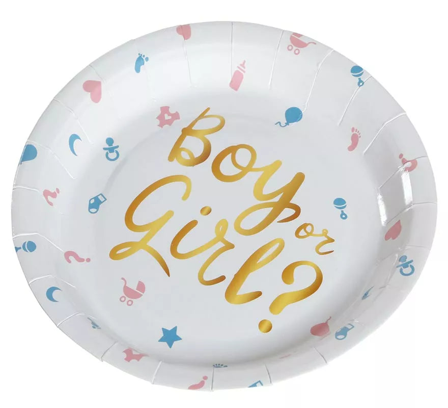 Translation missing: pt-PT.Pack de 6 Platos It's a Boy or it's a Girl