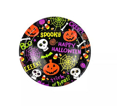 Pacote de 6 pratos com estampa assustadora de Halloween de 18 cm