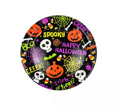 Pacote de 6 pratos com estampa assustadora de Halloween de 23 cm