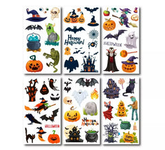 Pacote de 6 tatuagens de Halloween em diversos modelos de 6,8 cm