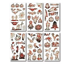 Pacote de 6 tatuagens luminescentes de Halloween em diversos modelos de 6,8 cm
